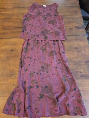 Click By Color Me Cotton M Burgundy Set Tank Maxi Skirt Forest Fairy Whimsigoth